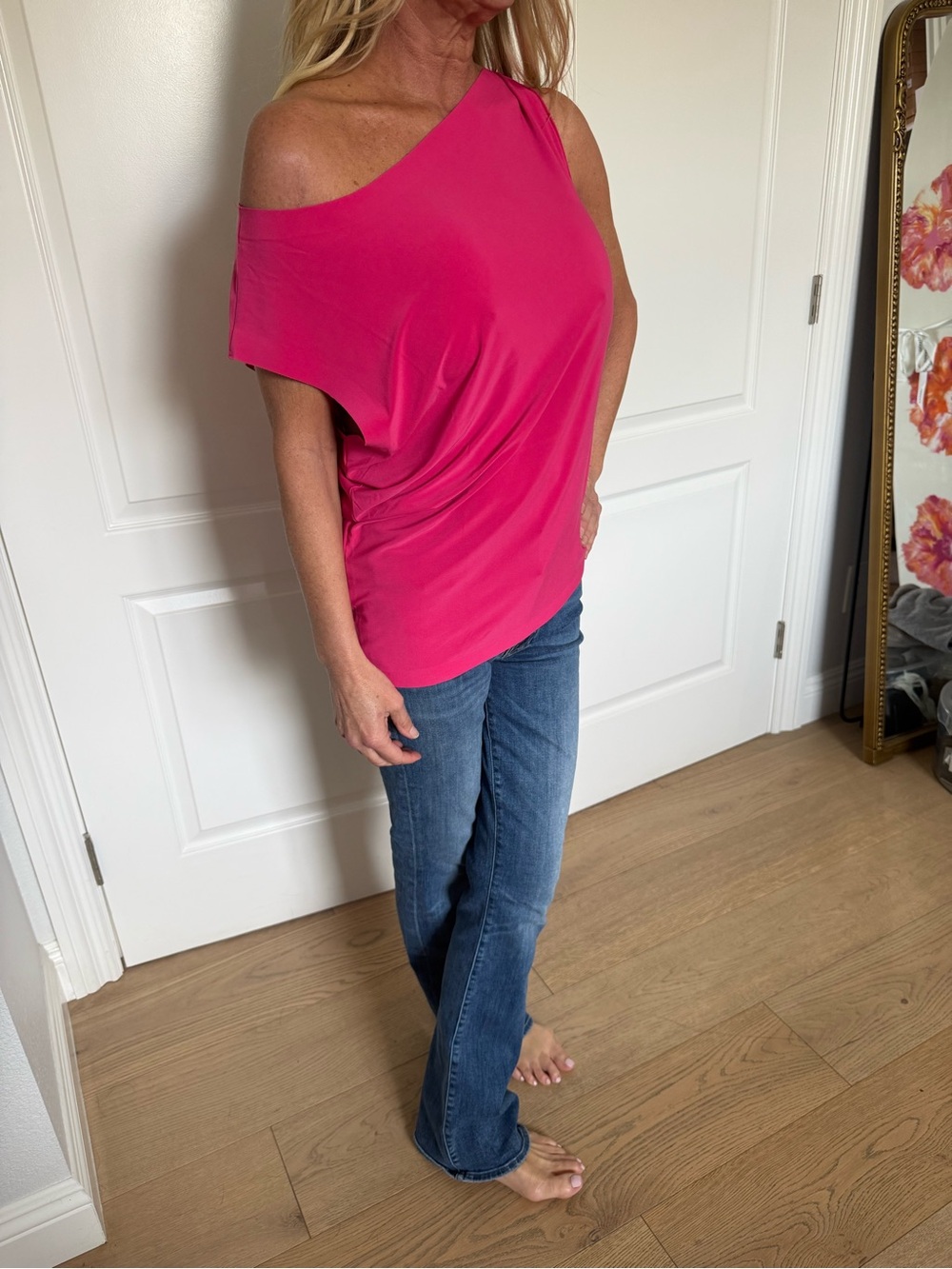 Norma Kamali Hot Pink One-Shoulder Top